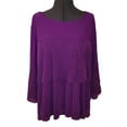 thumbnail image 4 of Ltctricy Women's Tunic Tops Sparkly 3/4 Bell Sleeve Crewneck Ruffle Hem Layered Glitter Mesh T Shirts Dressy Casual Party Blouses(Purple,X-Large), 4 of 6