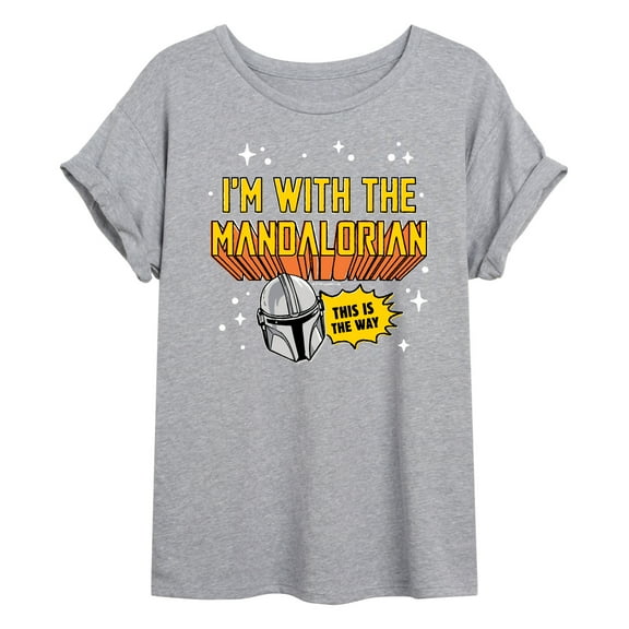 Star Wars - The Mandalorian Im With Mando  - Womens Oversized Graphic T-Shirt