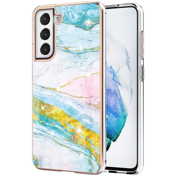 Compatible with Samsung Galaxy S21 FE Case, Galaxy S21 FE Case Ultra Slim Marble Luxury Glossy Rubber Durable Shockproof Protective Phone Case for Samsung Galaxy S21 FE Marble Colorful YBT