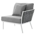 thumbnail image 6 of Lounge Sectional Sofa Chair Set, White Grey Gray, Aluminum, Metal, Fabric, Modern Contemporary, Outdoor Patio Balcony Cafe Bistro Garden Furniture Hotel Hospitality, 6 of 10