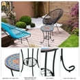 thumbnail image 6 of Outdoor Mosaic Side Table and Plant Stand, 21" H End Table with 14" Dia Ceramic Tile Top, Indoor and Outdoor Accent Table for Garden, Yard or Lawn, 6 of 8