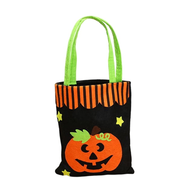 Bolsa de dulces, accesorios de Halloween con asa, bolsa de calabaza, accesorios para festivales, arreglo de escena, paquete de regalo decorativo, Kits de decoración para fiestas Negro/Calabaza Injueey HA068067-03