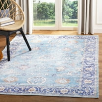 SAFAVIEH Saffron Wallace Floral Bordered Area Rug, Aqua/Navy, 4' x 6'