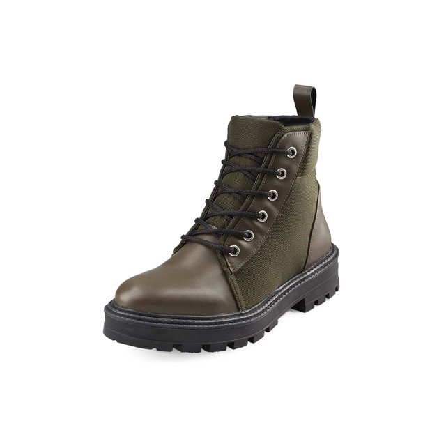 Botineta Color Olivo Con Agujetas Tacón 4.5Cm Mundo Terra 031222
