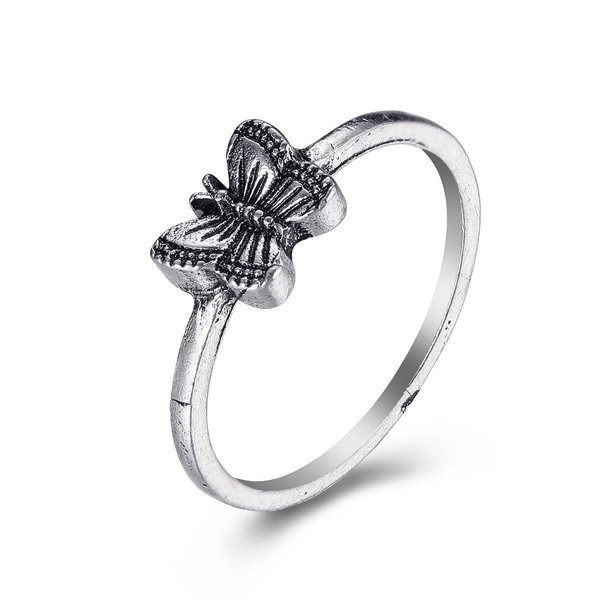 Anillos de Ángel de flor de calavera gótica Vintage para mujer, anillo de dedo de corazón de mariposa de Color plateado de Hip Hop, joyería de moda Streatwear Tan Jianjun unisex