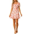 thumbnail image 2 of MODA NOVA Juniors Smocked Waist Summer  Floral Print Square Neck Dress, 2 of 6