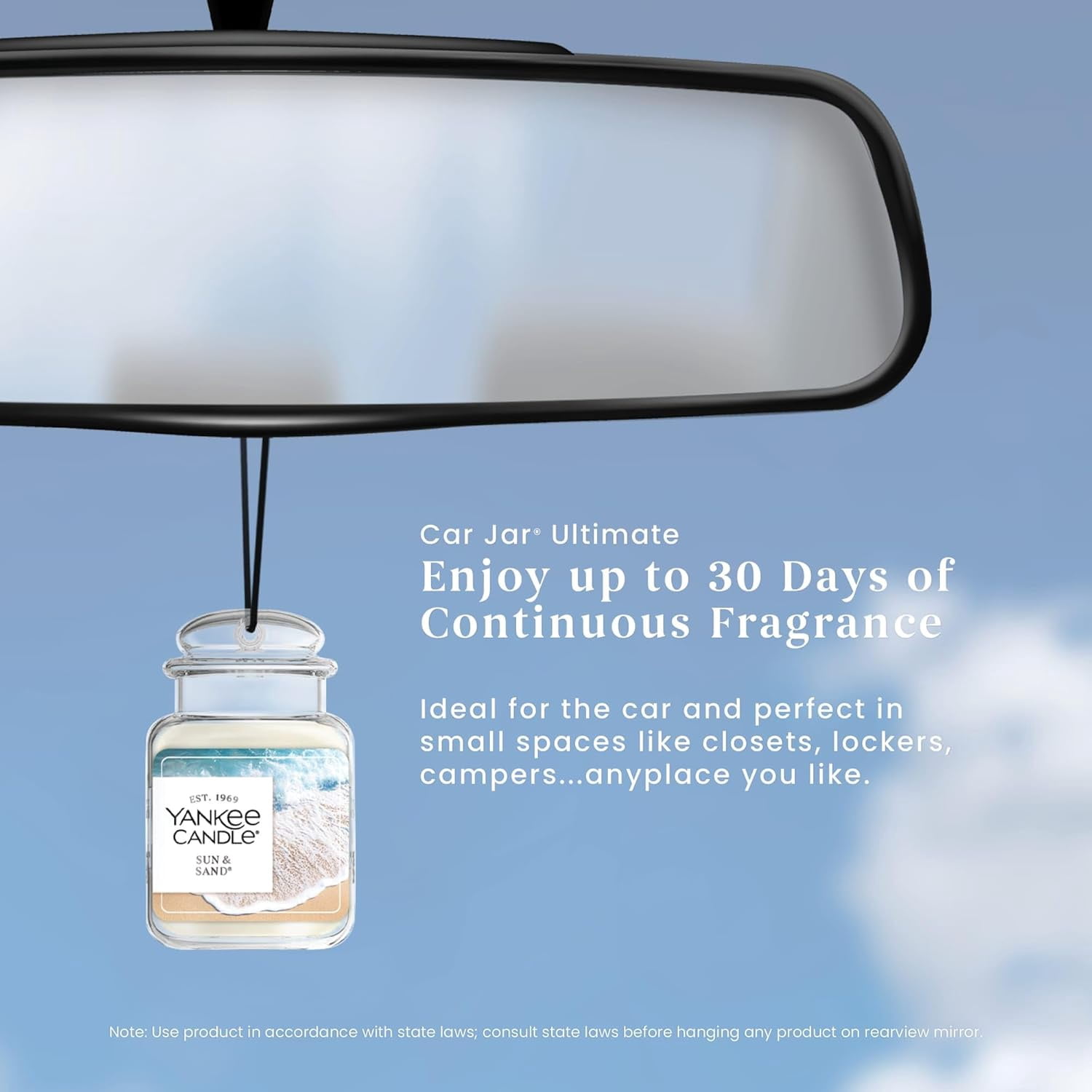 Yankee Candle Car Jar Ultimate Hanging Car Air Fresheners, Sun & Sand, 0.96 oz (Pack of 4)