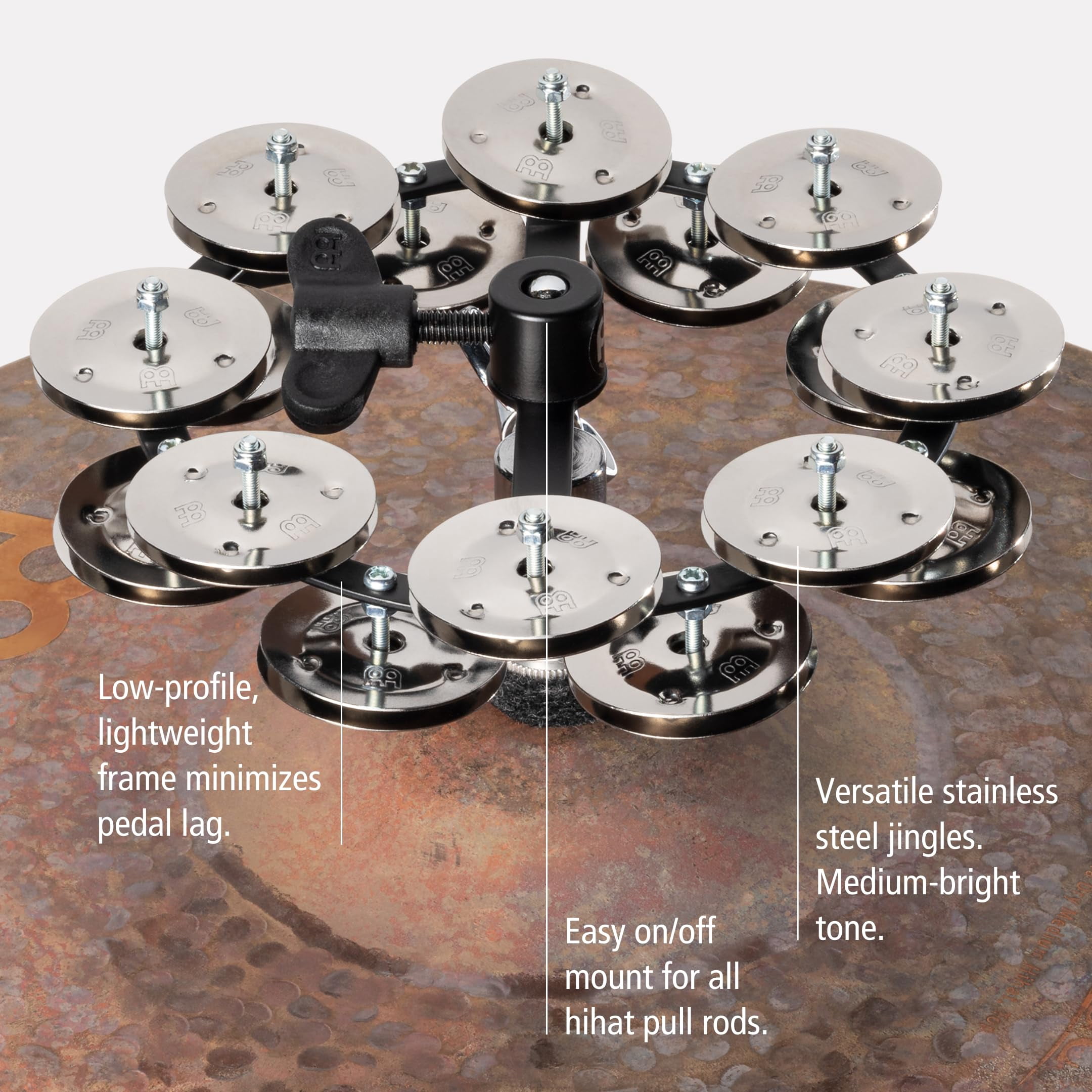 Hthh2bk Headliner Series Hi-hat Tambourine With Double Row Steel Jingles 5-inch - Black