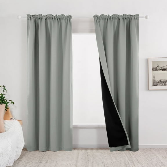 ZOPZO 100% Blackout Curtains, Thermal Insulated, Light Gray, 52W x 63L Inch, Drapes for Bedroom and Living Room, Set of 2 Panels