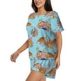 thumbnail image 2 of Naloa Turtles And Corals Women's Short-Sleeved Pajama Set, Loungewear, Summer pajamas, Breathable Cozy - Large, 2 of 9