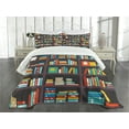 thumbnail image 3 of Ambesonne Bookshelf Quilted Bedspread Set 2 Pcs, Cartoon Colorful Books, Twin Size, Multicolor, 3 of 5