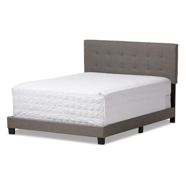 Baxton Studio Lit Moderne et Contemporain en Tissu Gris Capitonné Taille Complète