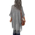 thumbnail image 4 of Womens Knit Cardigan Open Front Outwear Hollow Out Crochet Tassel Lightweight Kimonos Sweater S-XXL, 4 of 10