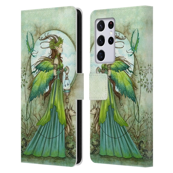 Head Case Designs Officially Licensed Amy Brown Lovely Fairies Promenade Leather Book Wallet Case Cover Compatible with Samsung Galaxy S21 Ultra 5G