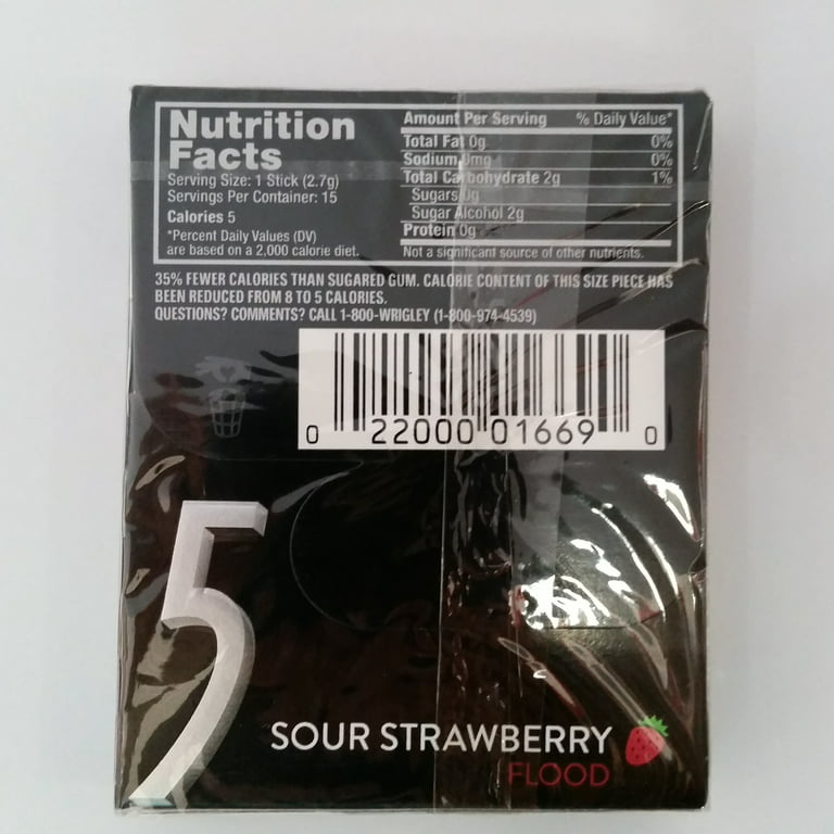 5 Gum Strawberry Flood Sugarfree Gum, 10 Packs