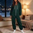 thumbnail image 6 of Women's Fleece Lined Hooded Jumpsuit Long Sleeve Zip Up One Piece Tracksuit Loose Fit Soft Warm Cozy Fall Winter Loungewear Y2K Streetwear with Pockets Green, 6 of 7