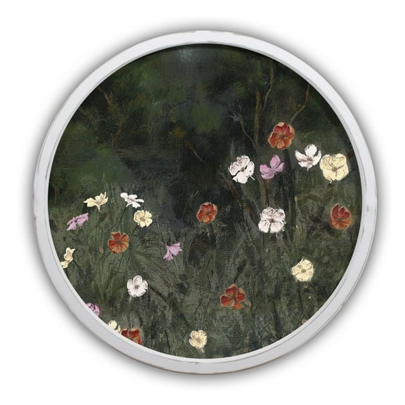 Creative Products Moody Flower Field 20 x 20 Round White Framed Print