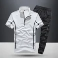 thumbnail image 2 of Conjunto de pantalones deportivos lisos para hombre, conjunto de camiseta y pantalones de nailon negro para hombre, conjuntos de dos piezas coreanos de lujo y elásticos sueltos, talla 5xl y xl, 2 of 5