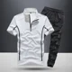 thumbnail image 2 of Conjunto de pantalones deportivos lisos para hombre, conjunto de camiseta y pantalones de nailon negro para hombre, conjuntos de dos piezas coreanos de lujo y elásticos sueltos, talla 5xl y xl, 2 of 4