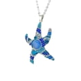 thumbnail image 4 of Juego de aretes y cadena con dije con forma de Estrella de mar, plata mexicana ley .925, azul, 4 of 5