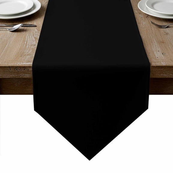 Black Table Runner Linen Burlap Table Runner 72 Inches Long Solid Color Farmhouse Black Dresser Scarves for Kitchen Island Coffee Dining Room Party Wedding Banquet Holiday Decoration 16"x72"