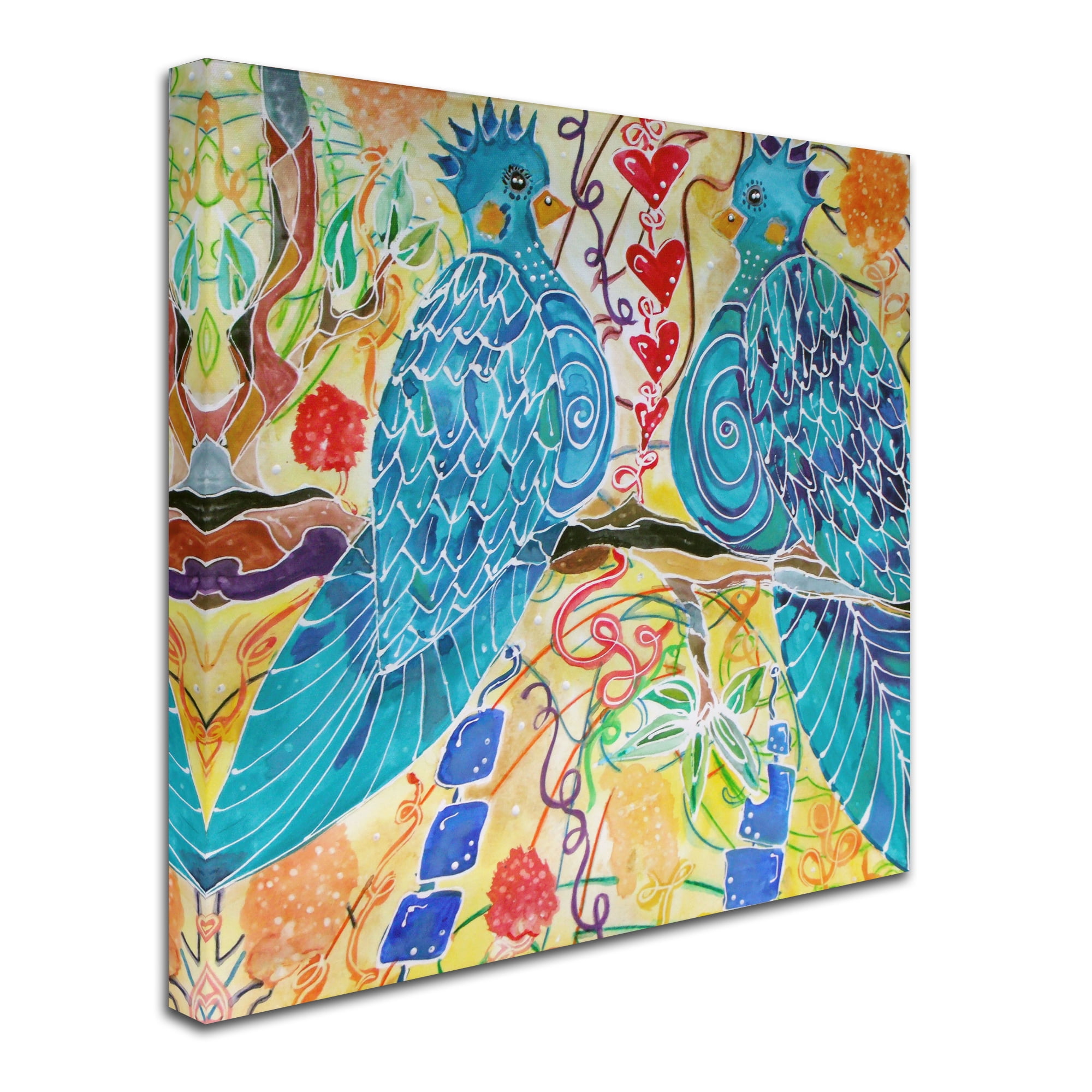 Trademark Fine Art 'Love Birds' Canvas Art by Lauren Moss