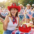 thumbnail image 7 of Yvsxxv Red Patriotic Star Bow Western Cowgirl Hat, Independence Day Party Hat, 1 Pc, 7 of 7