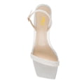 thumbnail image 3 of FSJ Women Elegant Square Open Toe Crystal Block Low Heel Sandals Rhinestones Slingback Strappy Pumps Slip On Party Slide Shoes Size 10.5 White, 3 of 5