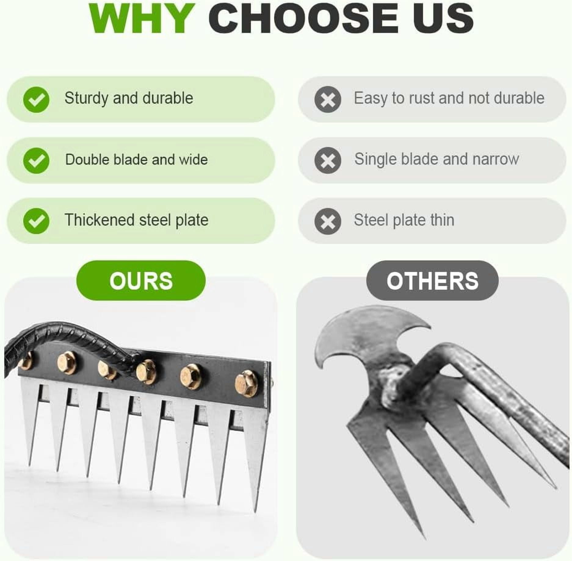 Iron Weeding Rake 2.0, 2026 New 5/6/7/8 Teeth Carbon Steel Garden Weeder Rakes, Iron Rake for Yard Lawn and Garden, Heavy-Duty Gardens Hand Weeder Puller Tool for Gardening and Weedings (7 Teeth)