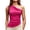Hot Pink, variant on Noric Women's One Shoulder Sleeveless Ruched Tank Tops Slim Fit Asymmetrical Hem Casual Trendy Basic Summer Layering Tops