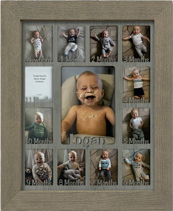 Holds Twelve 2.5 x 3.5 Newborn Photos and 5 x 7 One Year Picture Northland Baby First Year Personalized Frame White Frame Pink Insert Customizable with Any Name 