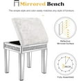 thumbnail image 4 of BOBOKY Mirrored Vanity Stool with Storage, Upholstered Velvet Ottoman, Makeup Dressing Table Bench with Sparking Diamonds, Silver, Velvet Vanity Stool, 4 of 7
