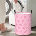 thumbnail image 5 of Fotbe Pink Bows Pattern Laundry Basket with Handles, Waterproof Large Laundry Hamper, Wash Bag for Corner Dorm, Rolling Laundry Basket with Handles-Small, 5 of 6