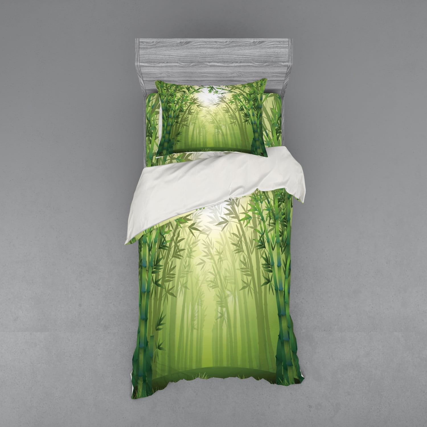Bamboo Duvet Cover Set, Image of Bamboo Trees in Rain Forest Far Eastern Wildlife Tropical