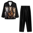 thumbnail image 6 of SEANATIVE Black Horse Womens Button Up Pajamas Size 4XL Button Down Pajama Sets Plus Size Loungewear Pjs Set for Women Comfy Sleeping Set 2 Piece Long SLeeve Nightwear with Pockets, 6 of 7