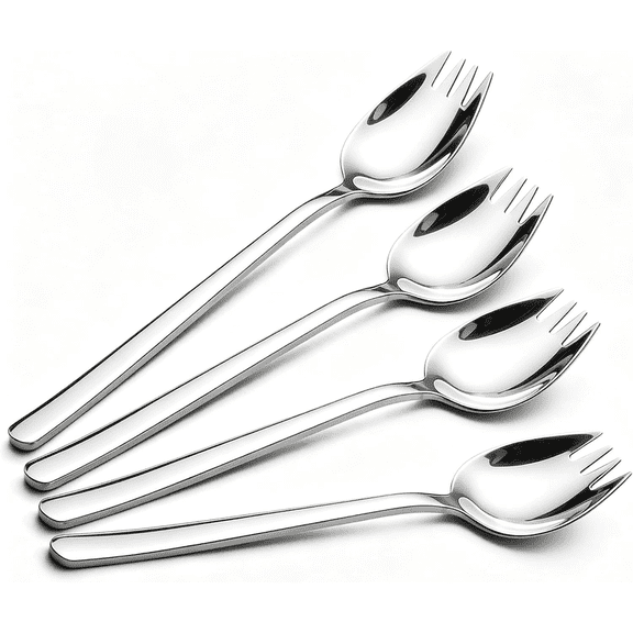 Stainless Steel Sporks 18/10 Metal Salad Forks, 7.4 Inch, 4 Pack