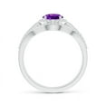 thumbnail image 2 of ANGARA Natural Triple Shank Oval 1.15 ct Amethyst and Diamond Halo Ring in 14K White Gold for Women (Size-8x6mm) | February Birthstone, Anniversary, Jewelry Gift for Women | Natural Amethyst Ring, 2 of 7