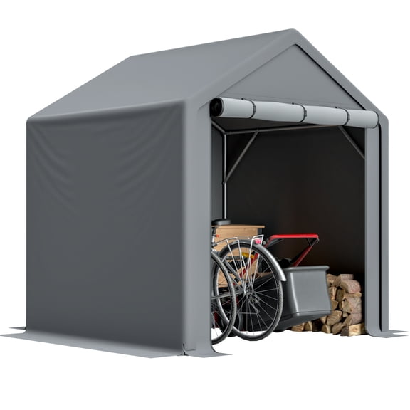 6'x6' All-Season Outdoor Storage Tent with Steel Frame, Grey