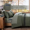 thumbnail image 6 of Amberspace Embroidery 7-piece Bed in a Bag Queen Comforter Set with Sheets,Olive Green, 6 of 9