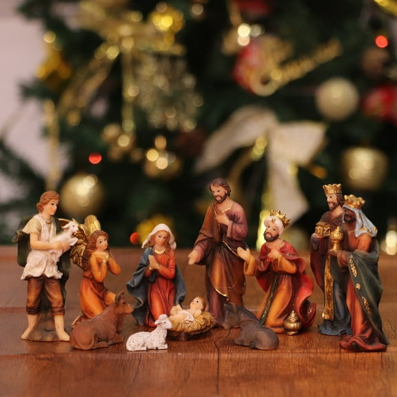 Nativity Set Scene Christmas Ornament Indoor Holiday Decoration Gift 11 Piece 3''mini size