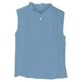 thumbnail image 6 of ManxiVoo Women's Collared Sleeveless Shell Top Slimming Silky Blouse Versatile Layering Piece for Under Suits Office Wear XL Size Blue, 6 of 9