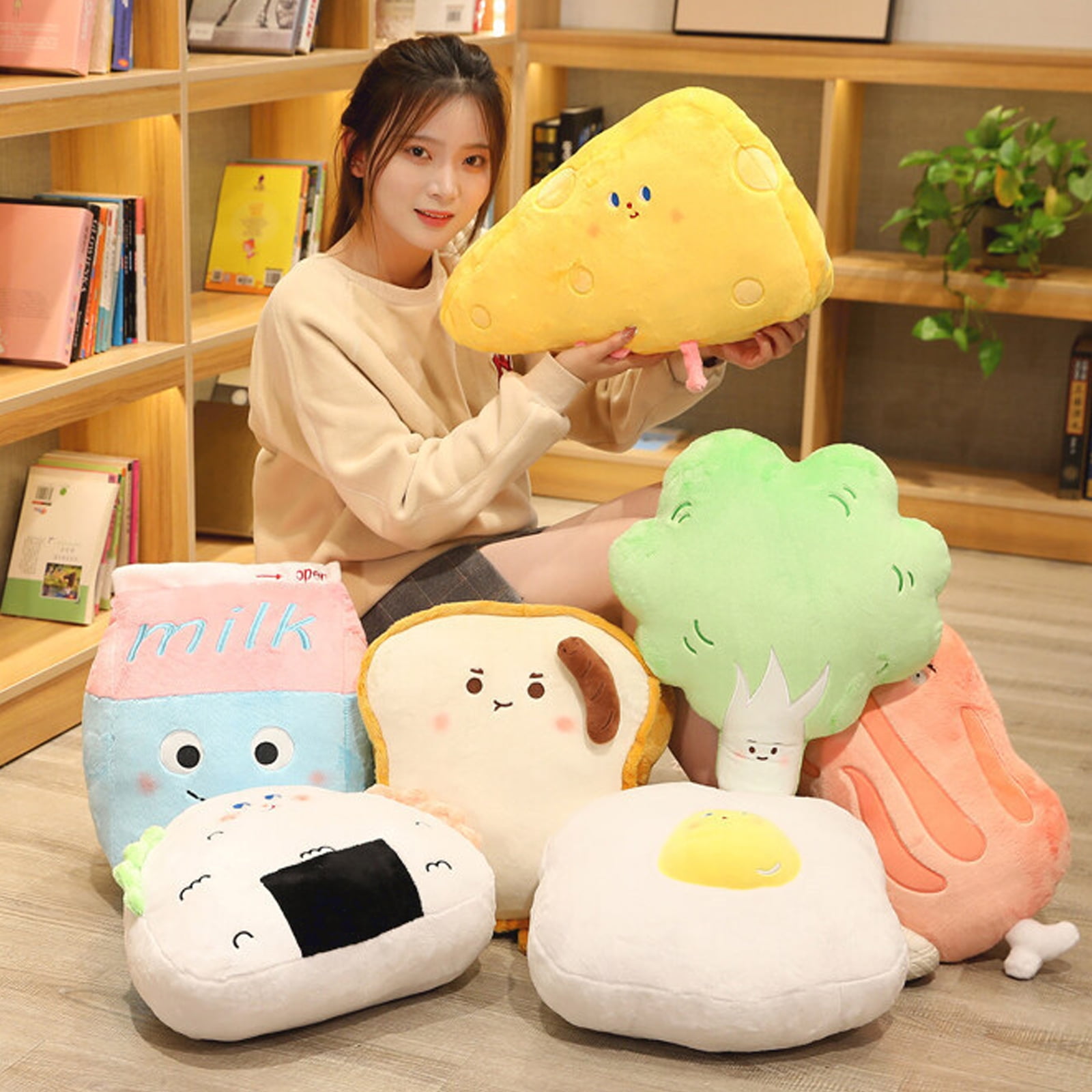 15.75Inch Large Peony Mochi Plushies Stuffed Animals, Kawaii Soft Plush Throw Pillow, Perfect Christmas New Year Birthday Valentines Easter Gifts, Easter Basket Stuffers