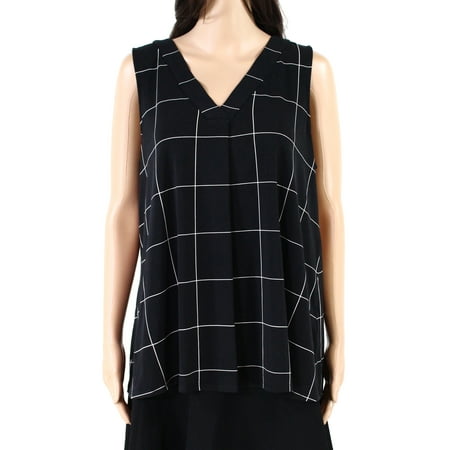 Womens Tank Top Large Windowpane Grid Print V-Neck L