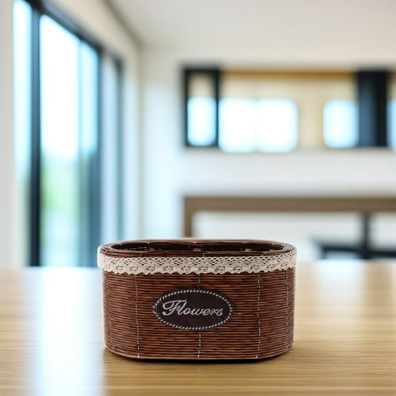 SEWCHICS Flower Pots Indoor Decorative Flower Pot Brown Plastic 1Pack