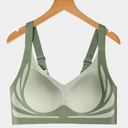 PRORMOOW Womens Seamless Bra  Women s Sports Bras  Wireless Bras  Plus Size Bras  Push Up Bras  Women s Large Size Seamless Steel Ring Sports Gathering Fixing Cup Bra  Mint Green  40