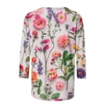 thumbnail image 4 of Jsaierl 3/4 Sleeve Tops for Women Plus Size Round Neck Shirts Boho Floral Petite Blouses Flowy Cotton Tunic Top S-2XL, 4 of 5