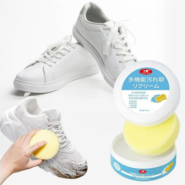 Crema limpiadora de zapatos | Limpiador de zapatillas multifuncional para zapatos deportivos, cuero, lona, blanco | Quitamanchas sin enjuague, descontamina, ilumina | Fórmula Suave 200g |