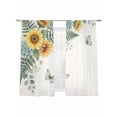 thumbnail image 2 of Spring Sunflower Sheer Curtains 72 Inches Long 2 Panels Set, Window Sheer Curtains for Living Room/Bedroom, Garden Botanical Leaves Butterflies Light Filtering Rod Pocket Curtain 52''x72''x2, 2 of 8