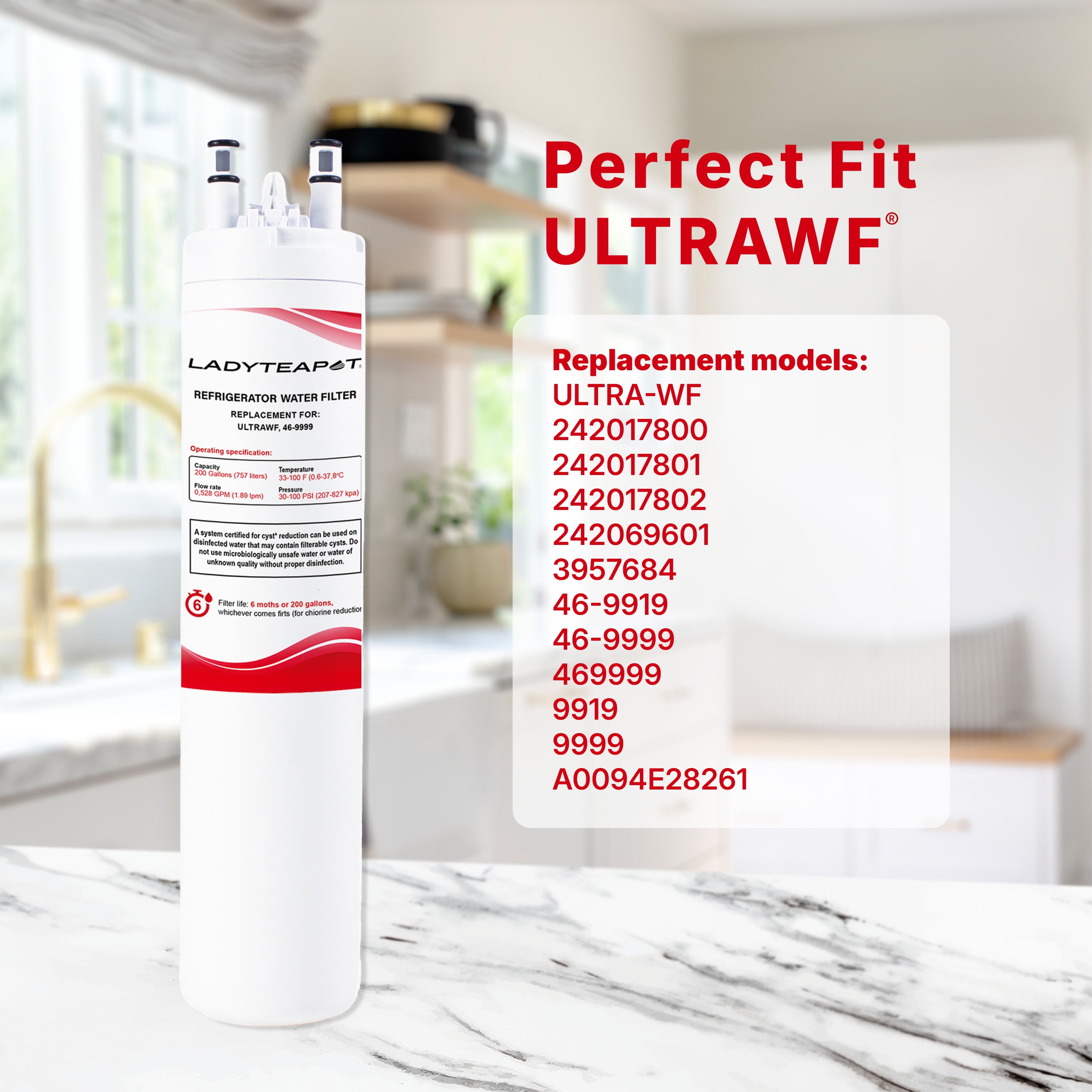 Filter Replacement Water, Compatible with Frigidaire ULTRAWF, Pure Source Ultra, Kenmore 9999, 469999, 46-9999, A0094E28261, Height 11 inches (3-Pack)
