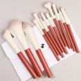 thumbnail image 1 of Xiao Hua Juego de 12 brochas de maquillaje sintéticas premium para base, polvos, correctores, sombras de ojos, rubor y color rojo, con bolsa de almacenamiento blanca., 1 of 4